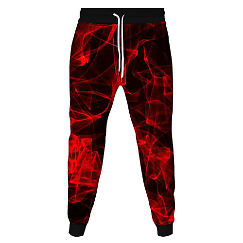

Men's Sporty Outdoor Slim Daily Pants Sweatpants Pants 3D Full Length Patchwork Black Red Light Green / Elasticity