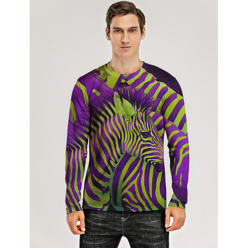 

Men's T shirt 3D Print Graphic 3D Animal Print Long Sleeve Daily Tops Purple