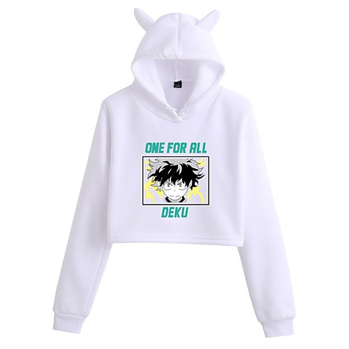 

Inspired by My Hero Academia Boko No Hero Deku Cosplay Costume Crop Top Hoodie Polyester / Cotton Blend Graphic Printing Cat Ear Harajuku Crop Top For Women's / Men's