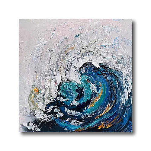 

Oil Painting Hand Painted Canvas Abstract High Quality Wall Art Modern Rolled Without Frame Blue Waves