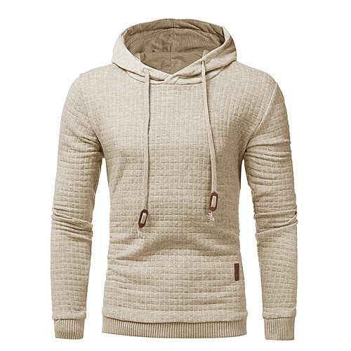 

men's sweatshirt hipster gym long sleeve drawstring hooded plaid jacquard pullover hoodies,dark grey,medium