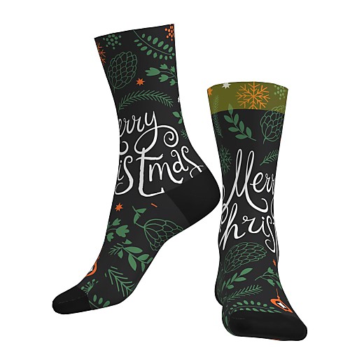 

Crew Socks Compression Socks Calf Socks Athletic Sports Socks Cycling Socks Women's Men's Bike / Cycling Breathable Soft Comfortable 1 Pair Graphic Christmas Santa Claus Cotton Black S M / Stretchy