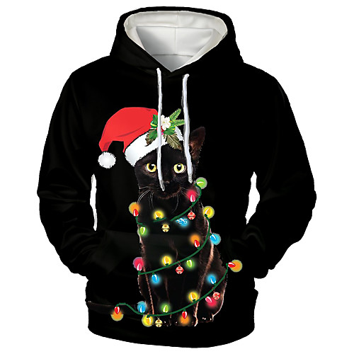 

Men's Pullover Hoodie Sweatshirt Print Graphic 3D Front Pocket Hooded Christmas Daily 3D Print 3D Print Christmas Hoodies Sweatshirts Long Sleeve Black