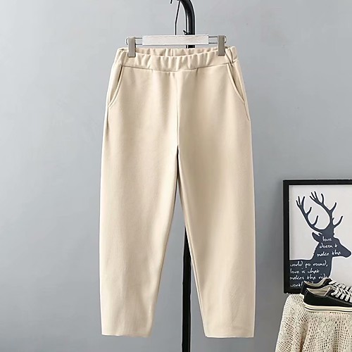 

Women's Basic Streetwear Comfort Daily Going out Pants Chinos Pants Solid Colored Full Length Pocket Black Khaki