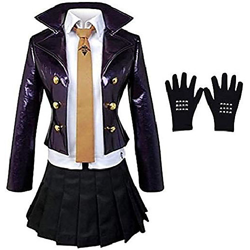 

women's kyoko kirigiri costume high shool unifom dress with gloves for halloween (3x-large, purple)