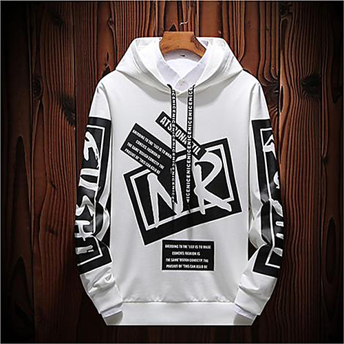 

Men's Pullover Hoodie Sweatshirt Cartoon Hooded Work Casual Hoodies Sweatshirts Long Sleeve Slim White Black