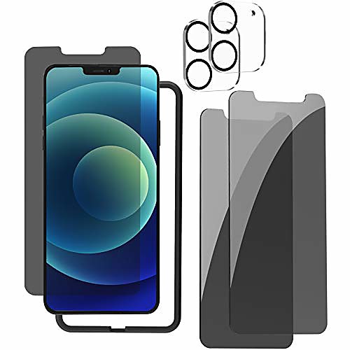 

privacy screen protector for iphone 12 mini, privacy screen protector tempered glass [2pack] anti scratch & high definition camera lens screen protector [2pack] easy installation tray