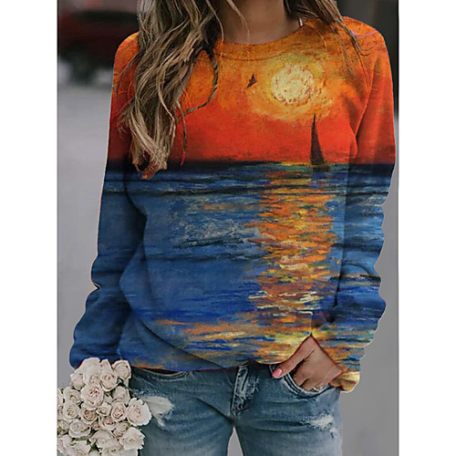 

Women's Hoodie Sweatshirt Graphic Daily 3D Print Basic Casual Hoodies Sweatshirts Blue Green