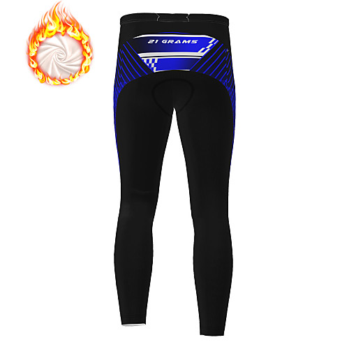 

21Grams Men's Cycling Tights Cycling Pants Winter Fleece Bike Tights Padded Shorts / Chamois Pants Fleece Lining Breathable Warm Sports Blue / Orange Mountain Bike MTB Road Bike Cycling Clothing