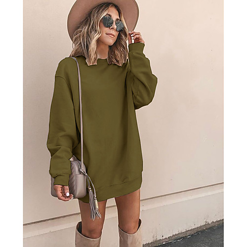 

Women's Pullover Sweatshirt Solid Color Daily Casual Hoodies Sweatshirts Blushing Pink Wine Army Green