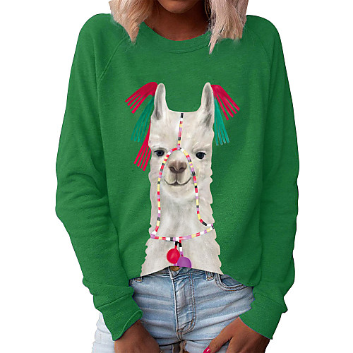 

Women's Hoodie Sweatshirt Graphic Animal Christmas Daily Basic Christmas Hoodies Sweatshirts Loose Blue Blushing Pink Gray