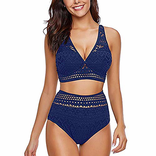 

Women's Bikini Beach Wear Swimsuit Lace Solid Color Blue White Black Swimwear Bathing Suits