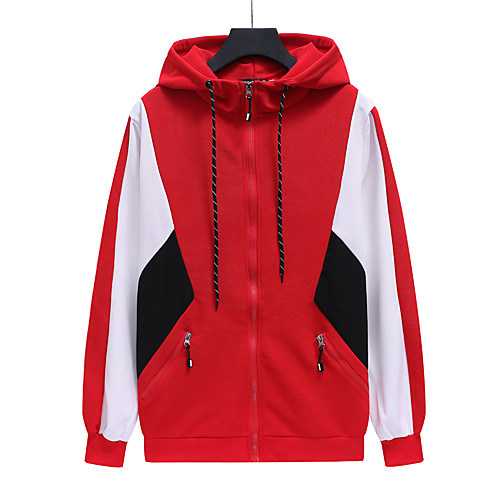 

Men's Zip Up Hoodie Sweatshirt Color Block Hooded Casual Hoodies Sweatshirts Long Sleeve Slim Blue Red