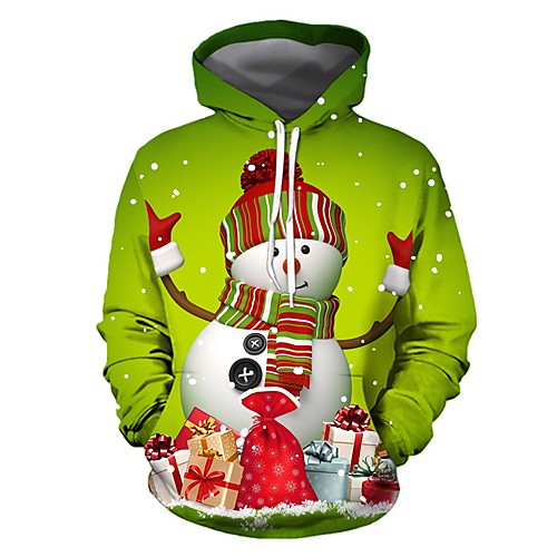 

Men's Pullover Hoodie Sweatshirt Cartoon 3D Ugly Christmas Hooded Christmas 3D Print 3D Print Christmas Hoodies Sweatshirts Long Sleeve Green