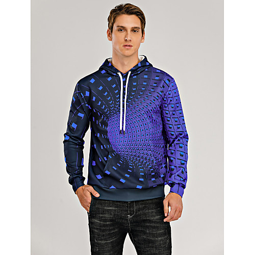

Men's Hoodie Color Block Geometric 3D Hooded Daily Holiday Streetwear Halloween Hoodies Sweatshirts Purple Yellow Green