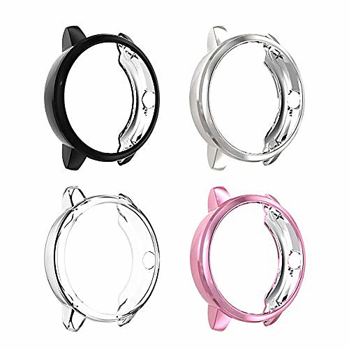 

protector case compatible with garmin vivoactive 3 smartwatch, 4 packs soft tpu plated cover shockproof bumper shell (clearsilverblackpink, vivoactive 3)