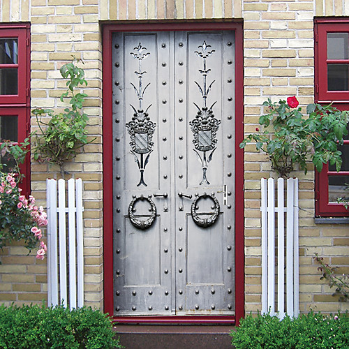 

Imitation Iron Door Self-adhesive Creative Door Stickers Living Room DIY Decorative Home Waterproof Wall Stickers