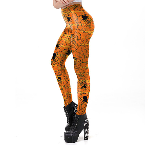 

Women's Sporty Comfort Sports Gym Yoga Leggings Pants Patterned Skull Full Length Print White Black Red Yellow Orange