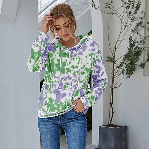 

Women's Pullover Hoodie Sweatshirt Graphic Tie Dye Front Pocket Daily Basic Casual Hoodies Sweatshirts Blue Purple Blushing Pink