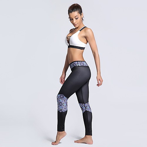 

Women's Casual Yoga Comfort Daily Gym Leggings Pants Multi Color Ankle-Length Print Black