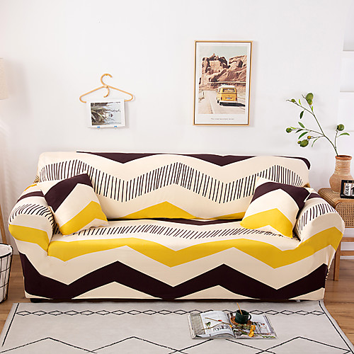 

Line Print 1-Piece Sofa Cover Soft Stretch Slipcover for 1~4 Cushion Couch Armchair/Loveseat/Three Seater/Four Seater/L shaped sofa,Easy to Install(1 Free Cushion Cover