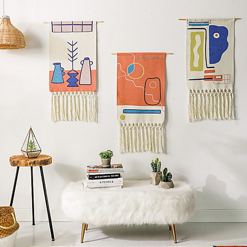 

Hand Woven Macrame Wall Tapestry Hanging Bohemian Boho Art Decor Blanket Curtain Home Bedroom Living Room Decoration Nordic Handmade Tassel Cotton 5090cm