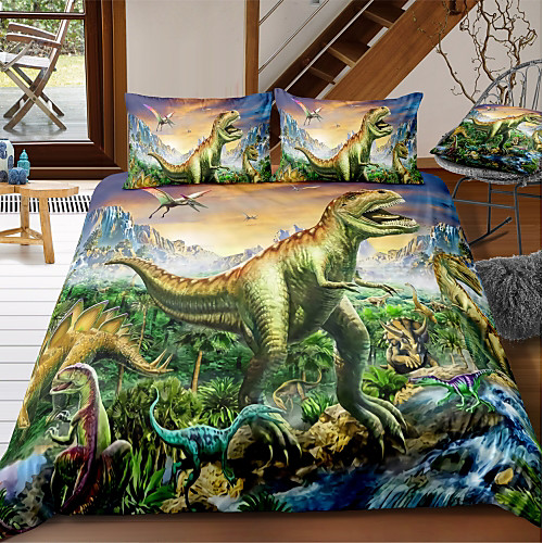 

Animal Series Dinosaur Print 3-Piece Duvet Cover Set Hotel Bedding Sets Comforter Cover with Soft Lightweight Microfiber For Holiday Decoration(Include 1 Duvet Cover and 1or 2 Pillowcases)
