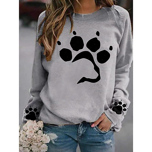 

Women's Hoodie Sweatshirt Dog Graphic Print Daily Other Prints Basic Casual Hoodies Sweatshirts Yellow Gray White