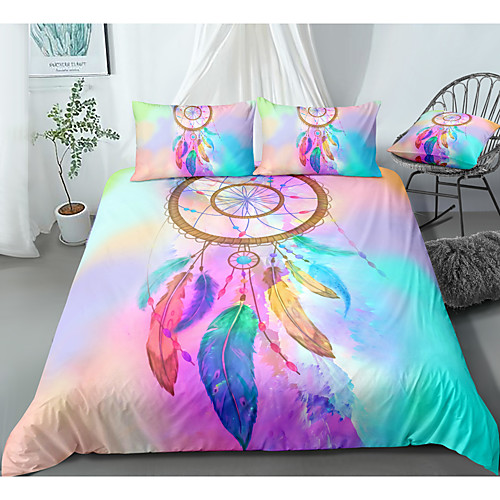 

Pink Tie-dyed Dreamcatcher 3-Piece Duvet Cover Set Hotel Bedding Sets Comforter Cover with Soft Lightweight Microfiber For Room Decoration(Include 1 Duvet Cover and 1or 2 Pillowcases)