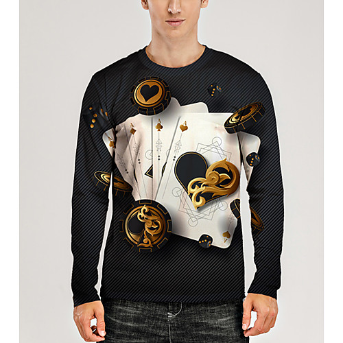 

Men's T shirt 3D Print Graphic 3D Print Long Sleeve Daily Tops Black