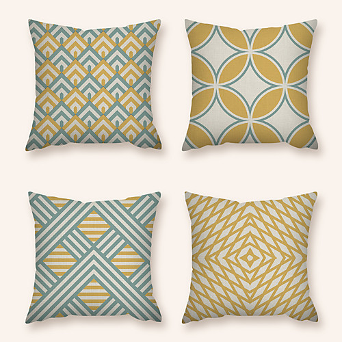 

Cushion Cover 4PC Faux Linen Soft Decorative Square Throw Pillow Cover Cushion Case Pillowcase for Sofa Bedroom 45 x 45 cm (18 x 18 Inch) Superior Quality Machine Washable