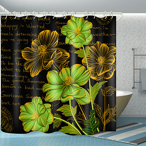 

Flowers English Digital Printing Shower Curtain Shower Curtains Hooks Modern Polyester New Design 72 Inch