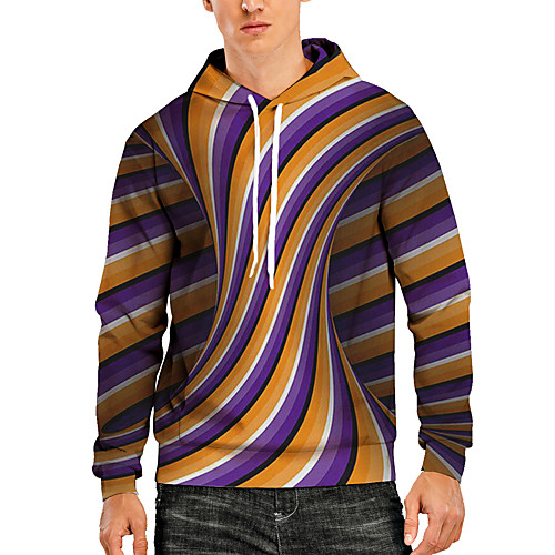 

Men's Pullover Hoodie Sweatshirt Graphic Optical Illusion 3D Print Hooded Daily 3D Print 3D Print Casual Hoodies Sweatshirts Long Sleeve Purple