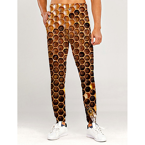 

Men's Sporty Sweatpants Outdoor Sports Daily Pants Sweatpants Pants Graphic Optical Illusion 3D Full Length Sporty Print Orange