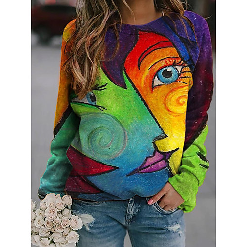 

Women's Geometric Women's Hoodies Long Sleeve Sweater Cardigans Crew Neck Fall Winter Green