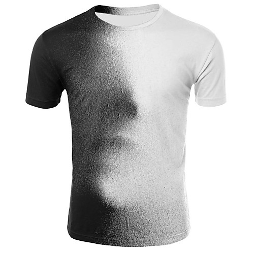 

men's t-shirt, summer 3d print round neck slim fit short sleeve top shirt blouse (white, l)