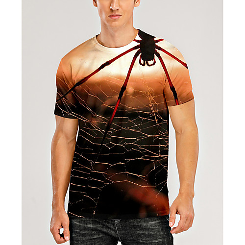 

Men's T shirt Shirt 3D Print Graphic 3D Animal Print Short Sleeve Daily Tops Casual Round Neck Black / Red