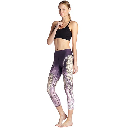 

Women's Basic Yoga Comfort Daily Gym Leggings Pants Galaxy Print Calf-Length Patchwork Print Gradient purple