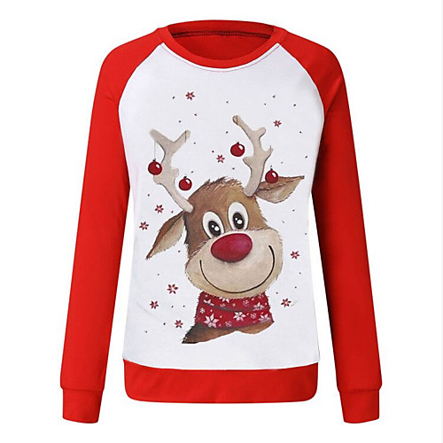 

Women's Pullover Sweatshirt Cartoon 3D Christmas 3D Print Christmas Hoodies Sweatshirts Loose Rainbow White Red