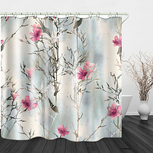 

Vintage Watercolor Flowers Print Waterproof Fabric Shower Curtain for Bathroom Home Decor Covered Bathtub Curtains Liner with Hooks 72 Inch