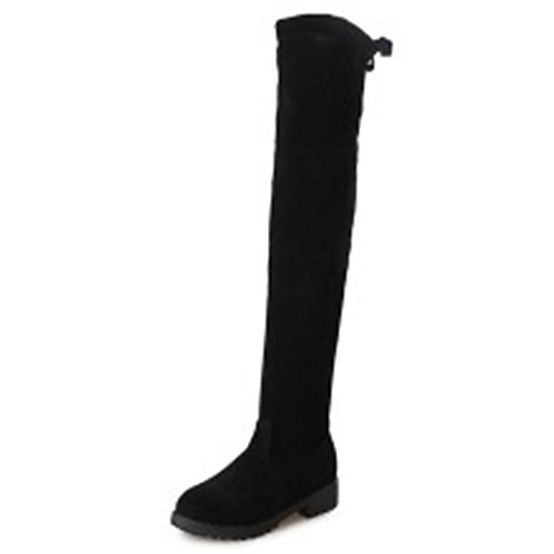 

Women's Boots Block Heel Round Toe Crotch High Boots Thigh High Boots Casual Daily Outdoor Walking Shoes Faux Leather Bowknot Solid Colored Winter Black / Over The Knee Boots