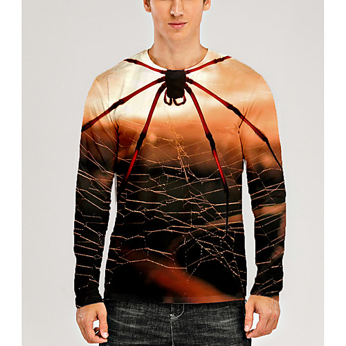 

Men's T shirt 3D Print Graphic 3D Animal Print Long Sleeve Daily Tops Casual Black / Red