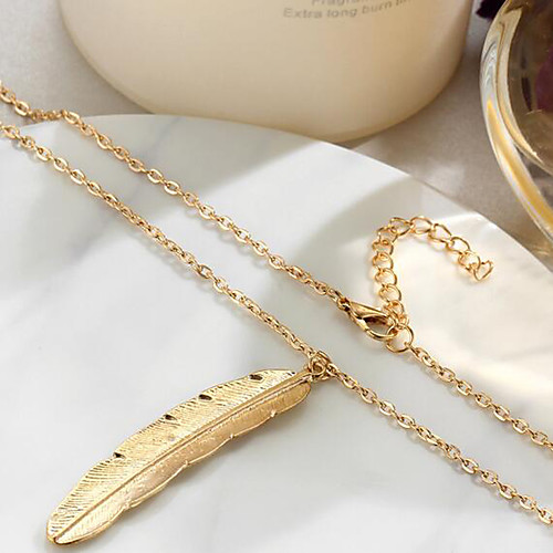 

Women's Pendant Necklace Long Necklace Classic Leaf Fashion Chrome Gold Silver 66 cm Necklace Jewelry 1pc For Christmas Halloween Party Evening Street Gift