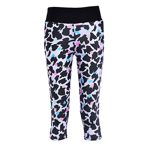

Women's Basic Casual / Sporty Comfort Casual Daily Leggings Pants Cow Calf-Length Pocket Patchwork Print Black