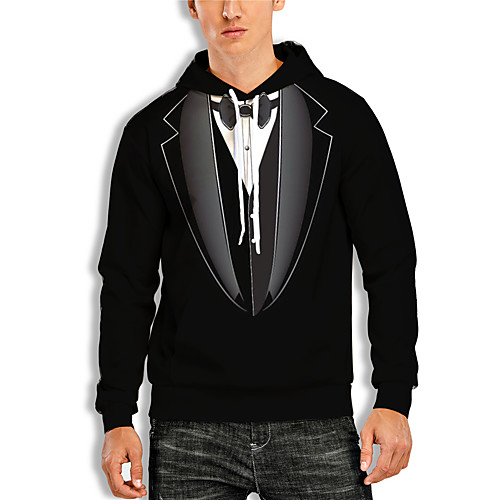 

Men's Pullover Hoodie Sweatshirt Graphic 3D Print Hooded Daily 3D Print Basic Casual Hoodies Sweatshirts Long Sleeve Black