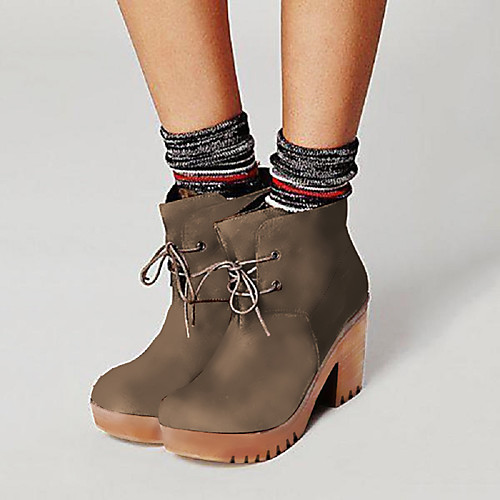 

Women's Boots Block Heel Boots Cuban Heel Round Toe Booties Ankle Boots Basic Casual Daily Walking Shoes PU Solid Colored Brown / Booties / Ankle Boots / Booties / Ankle Boots