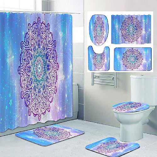 

Bathroom Shower Curtain & Mat Set Casual Polyester New Design