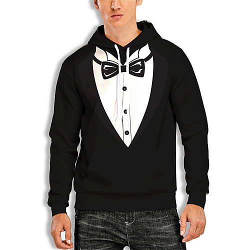 

Men's Pullover Hoodie Sweatshirt Graphic 3D Print Hooded Daily 3D Print Basic Casual Hoodies Sweatshirts Long Sleeve Black
