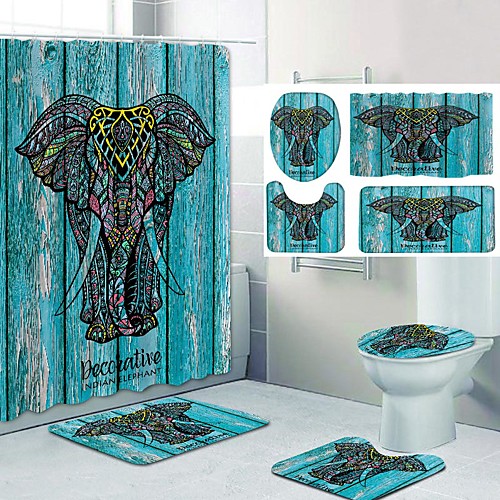 

Bathroom Shower Curtain & Mat Set Classic Polyester New Design