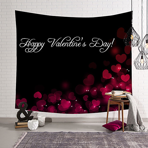 

valentine's day wall tapestry art decor blanket curtain hanging home bedroom living room decoration little love gradient black background polyester